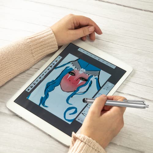 TRIXES 2PC Silver Smart Phone Pen Stylus – Silicone Tip Pens for Touch Screen Devices - Compatible with Tablets, Mobile Phones, Laptops, iPad, iPhone, Samsung Galaxy Note/Tablet, Android, Kindle Fire