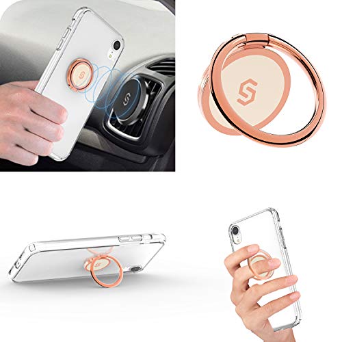 Syncwire Cell Phone Ring Holder Stand, 360 Degree Rotation Finger Ring Kickstand with Polished Metal Phone Grip for Magnetic Car Mount Compatible with iPhone, Samsung, LG, Pixel - Rose Gold