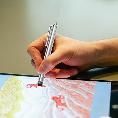 TRIXES 2PC Silver Smart Phone Pen Stylus – Silicone Tip Pens for Touch Screen Devices - Compatible with Tablets, Mobile Phones, Laptops, iPad, iPhone, Samsung Galaxy Note/Tablet, Android, Kindle Fire