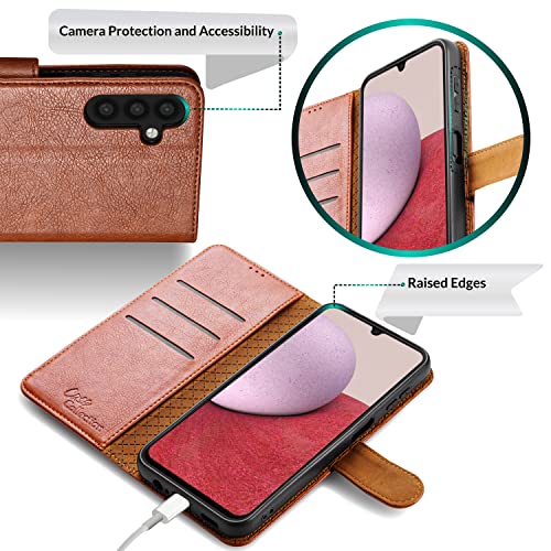 Case Collection for Samsung Galaxy A54 5G Phone Case - Premium Leather Folio Flip Cover | RFID-Technology | Kickstand | Money and Card Holder Wallet | Compatible with Samsung A54 Case Brown