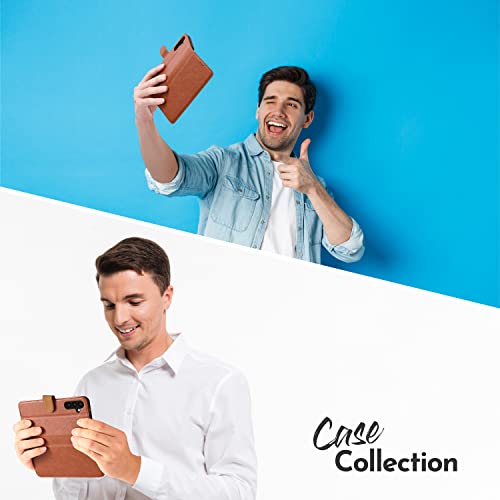 Case Collection for Samsung Galaxy A54 5G Phone Case - Premium Leather Folio Flip Cover | RFID-Technology | Kickstand | Money and Card Holder Wallet | Compatible with Samsung A54 Case Brown