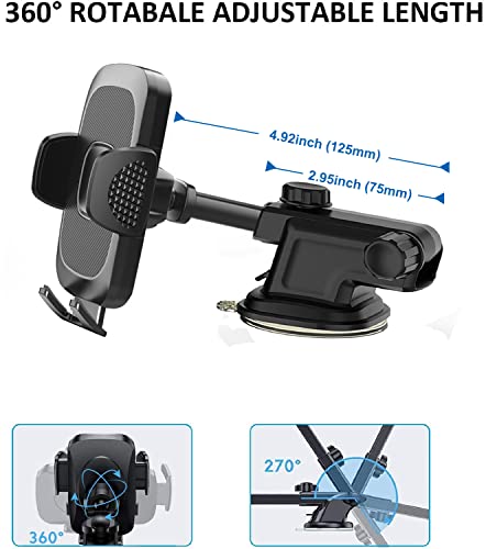 Car Phone Mount,3 in 1 Car Holder Dashboard/Windscreen/Air Vent for Samsung Galaxy S23 Plus Ultra A13 A53 A52 A51 A54 A52S A22 A23 A33 A14 5G S22 S21 Plus A12,iPhone 12 13 14 11 Pro Max/SE 2020 2022