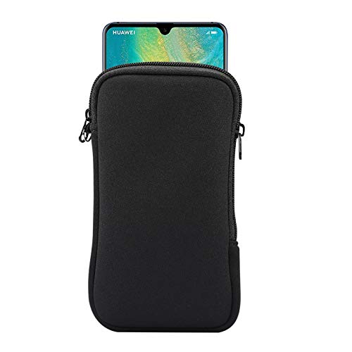 Jlyifan Neoprene Mobile Phone Sleeve Mesh Pocket Lanyard Case for iPhone 14 Plus 14 13 12 Pro Max Samsung Galaxy S23 Ultra S22 Ultra A02 A12 A22 A13 A03 A04 M13 M33 OnePlus 11 Pixel 7 Pro (XL, Black)