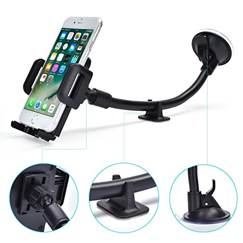pjp electronics Windscreen Mobile Phone Holder for car with Long Arm for iPhone, Samsung Galaxy
