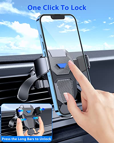 Rainway Car Phone Holder, 2022 Upgrade Anti-Shake Metal Hook, Air Vent Car Phone Mount with Auto Lock, 360°Rotation Mobile Phone Holder for Car, Compatible with iPhone, Samsung, Oneplus etc.
