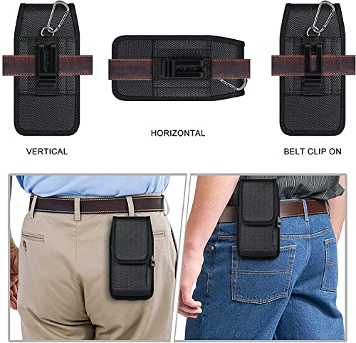 ykooe Nylon Cell Phone Belt Pouch with Zip Pocket Phone Holster with Belt Clip for Samsung Galaxy A22 A13 A12 A52s S22 S21 S20 FE, iPhone 13 12 11, Xiaomi, Moto