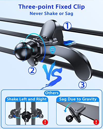 Rainway Car Phone Holder, 2022 Upgrade Anti-Shake Metal Hook, Air Vent Car Phone Mount with Auto Lock, 360°Rotation Mobile Phone Holder for Car, Compatible with iPhone, Samsung, Oneplus etc.