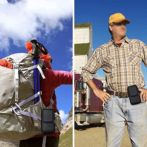 ykooe Nylon Cell Phone Belt Pouch with Zip Pocket Phone Holster with Belt Clip for Samsung Galaxy A22 A13 A12 A52s S22 S21 S20 FE, iPhone 13 12 11, Xiaomi, Moto