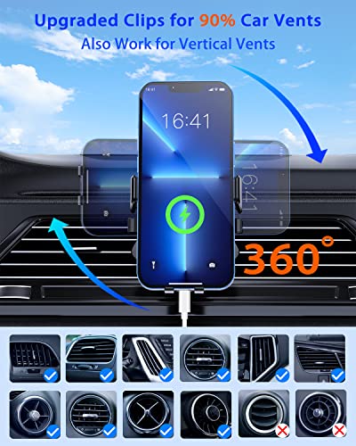 Rainway Car Phone Holder, 2022 Upgrade Anti-Shake Metal Hook, Air Vent Car Phone Mount with Auto Lock, 360°Rotation Mobile Phone Holder for Car, Compatible with iPhone, Samsung, Oneplus etc.