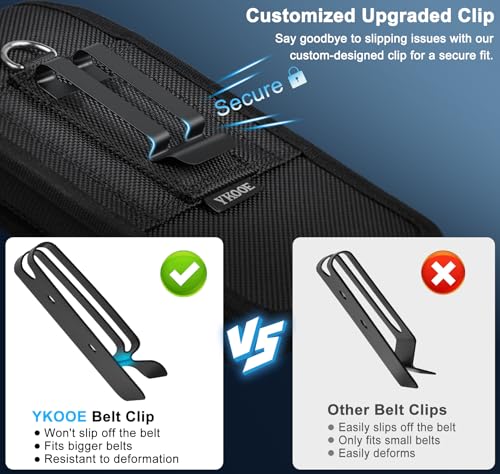 ykooe RFID Blocking Cell Phone Holster for iPhone 13 12 11 14 Pro Max, XR, XS Max, Samsung Galaxy S21 FE S20 S22 Ultra A12 A13 A53 A32 A52 A22 Nylon Belt Clip Loops Card Holder Pouch Case, Black