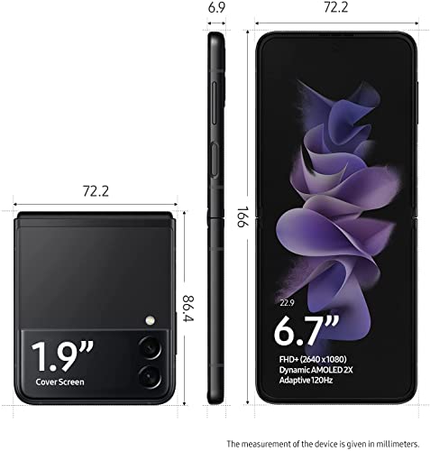 Samsung Galaxy Z Flip3 5G Smartphone Sim Free Android Folding phone 256GB Black (UK Version) (Renewed)