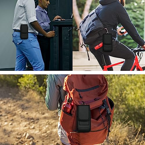 ykooe RFID Blocking Cell Phone Holster for iPhone 13 12 11 14 Pro Max, XR, XS Max, Samsung Galaxy S21 FE S20 S22 Ultra A12 A13 A53 A32 A52 A22 Nylon Belt Clip Loops Card Holder Pouch Case, Black