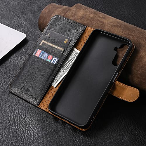 Case Collection for Samsung Galaxy A14 4G / A14 5G Phone Case - Premium Leather Folio Flip Cover | RFID-Technology | Kickstand | Money and Card Holder Wallet Black