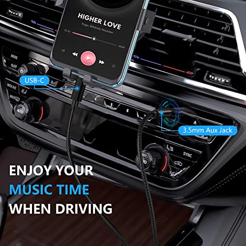 USB C to 3.5mm Aux Cable, USB C to Aux Plug Cable for Car Mobile Phone, Audio Jack Adapter Compatible with Samsung Galaxy S22 S21 S20 Note 20/10+ A73 A53, Pixel 6 5 4 and More