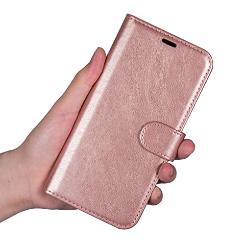 Case Collection for Samsung Galaxy A13 Phone - Premium Leather Folio Flip Cover | Magnetic Closure | Kickstand | Money and Card Holder Wallet | Compatible with Samsung A13 Case Rose Gold