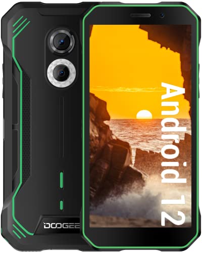 DOOGEE S51 Rugged Smartphone Android 12 (2023), 4GB + 64GB/512GB Rugged Phone, 5180mAh, 6.0" HD+ Display, 3-Card Slot Design, 12MP Camera, IP68 Waterproof Mobile Phones, NFC/OTG/Face ID/GPS - Green