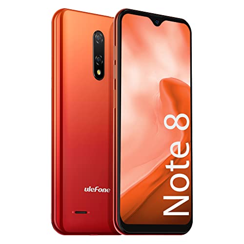 Ulefone Mobile Phones SIM Free Unlocked, Note 8 Smartphone, Three Card Slots, 5.5 inch Screen, 2GB RAM 16GB ROM, Android 10 GO, Dual Camera, Basic Phone, Face ID, GPS, Bluetooth, Amber Sunrise