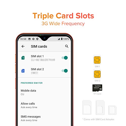 Ulefone Mobile Phones SIM Free Unlocked, Note 8 Smartphone, Three Card Slots, 5.5 inch Screen, 2GB RAM 16GB ROM, Android 10 GO, Dual Camera, Basic Phone, Face ID, GPS, Bluetooth, Amber Sunrise