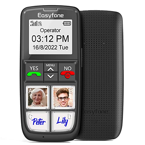 Easyfone T6 4G SIM-Free Easiest-to-Use Senior Mobile Phone | 4 Large Direct Picture Dial Buttons | SOS Button | Charging Dock | Special Design for Advanced Age Elderly, Dementia, Alzheimer's and Kids