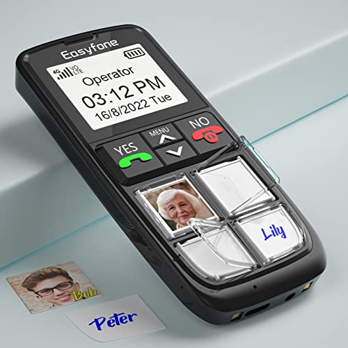 Easyfone T6 4G SIM-Free Easiest-to-Use Senior Mobile Phone | 4 Large Direct Picture Dial Buttons | SOS Button | Charging Dock | Special Design for Advanced Age Elderly, Dementia, Alzheimer's and Kids