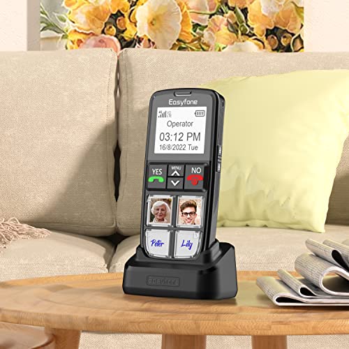 Easyfone T6 4G SIM-Free Easiest-to-Use Senior Mobile Phone | 4 Large Direct Picture Dial Buttons | SOS Button | Charging Dock | Special Design for Advanced Age Elderly, Dementia, Alzheimer's and Kids