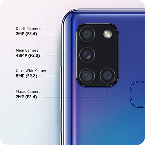 Samsung Galaxy A21s Android Smartphone, SIM Free Mobile Phone, Blue (Renewed)