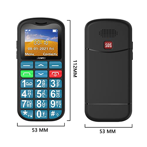 uleway GSM Big Button Mobile Phone for Elderly, Dual SIM Unlocked Senior Mobile Phone With SOS Button, Charging Dock, Torch, FM Radio, Bluetooth, Easy to Use Basic Cell Phone (Blue)