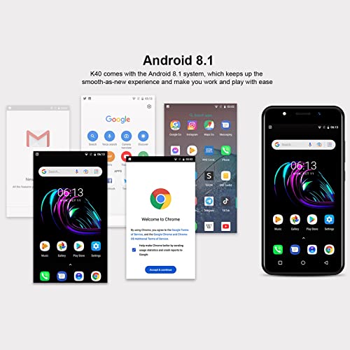 Xgody SIM Free UK Mobile Phone, K40 Face Unlocked 3G Smartphone, Android 8.1(GMS) Phone, 1GB+8GB 64GB Extension Quad Core Dual SIM Network Triple Slots, WIFI GPS Bluetooth (Rose Gold)