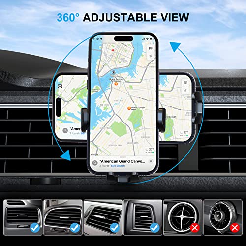 Niofind Car Phone Holder, Air Vent Phone Holder for Cars 2022 Upgraded Ultra Stable, Universal Car Phone Mount Compatible with iPhone 14/13/12/11, Samsung, Huawei and Other 4''-7'' Mobile Phone