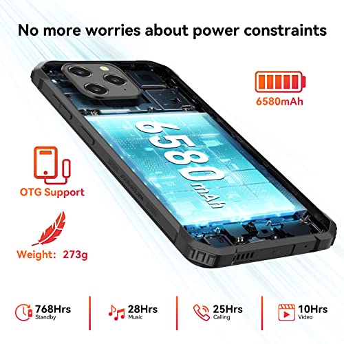 Blackview Rugged Phone, BV5300Pro(2023) 7GB+64GB/1TB, 6580mAh, 2.3GHz Octa-core, IP68&IP69K, 4G Android 12 Phone, 3 Cards Slot, 13MP+8MP Waterproof Phone Camera, 6.1’’ HD+ Display, NFC - Orange