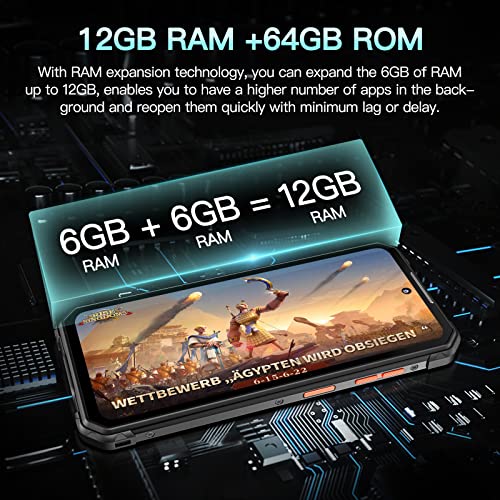 IIIF150 B1 Rugged Smartphone 10000mAh, 12GB + 64GB/1TB Mobile Phones with 6.5" FHD+ Rugged Phone Android 12, 20MP Camera, 4G Dual SIM Unlocked, IP68/69K Waterproof Phone, OTG/NFC/GPS