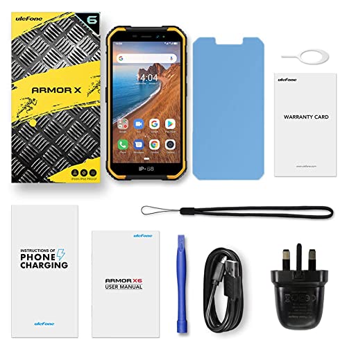 Ulefone Armor X6 Rugged Smartphone, SIM Free Rugged Phone Unlocked, IP68/69K Waterproof Outdoor Tough Phone, 2GB 16GB, Android Mobile Phone, 5.0 inch Screen, UK Version, 2 Year Warrenty, Orange