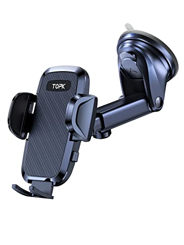 TOPK Car Phone Holder, Phone Holder for Cars Dashboard & Windscreen for Universal Cars 360° Rotatable Mobile Phone Holder for All Mobile Phones