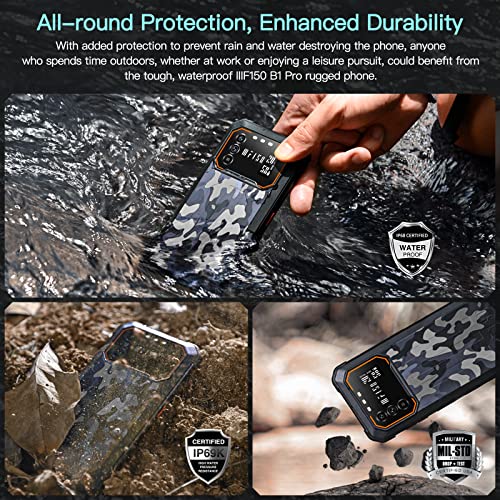 IIIF150 B1 Rugged Smartphone 10000mAh, 12GB + 64GB/1TB Mobile Phones with 6.5" FHD+ Rugged Phone Android 12, 20MP Camera, 4G Dual SIM Unlocked, IP68/69K Waterproof Phone, OTG/NFC/GPS