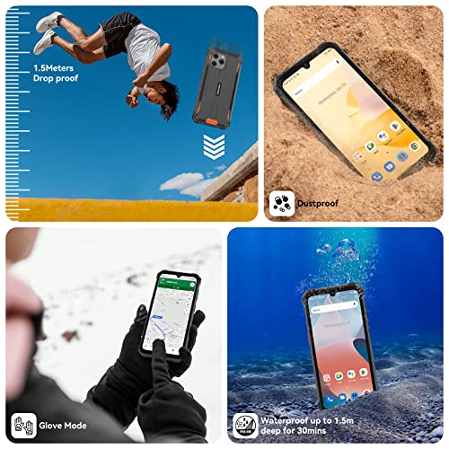 Blackview Rugged Phone, BV5300Pro(2023) 7GB+64GB/1TB, 6580mAh, 2.3GHz Octa-core, IP68&IP69K, 4G Android 12 Phone, 3 Cards Slot, 13MP+8MP Waterproof Phone Camera, 6.1’’ HD+ Display, NFC - Orange