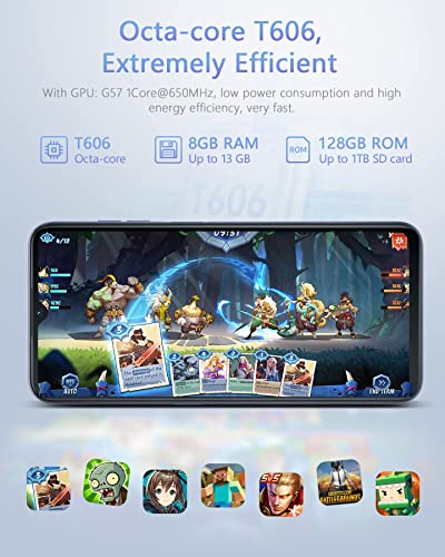 OUKITEL C32 Mobile Phones, 13GB+128GB(1TB Extension), 20MP+5MP Camera, 6.52" HD+ Display, 5150mAh Battery/10W Fast Charge, Android 12 Dual SIM 4G Smartphone, 3.5mm Jack, Face/Fingerprint Unlock, GPS