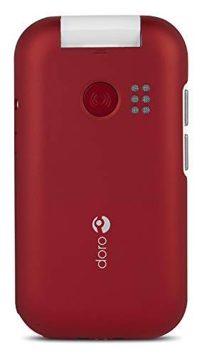 Doro 6040 Unlocked 2G Dual SIM Clamshell Big Button Mobile Phone for Seniors with 2.8" Screen, GPS Localisation and Cradle Included (Red) [UK and Irish Version]