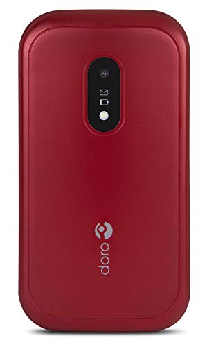 Doro 6040 Unlocked 2G Dual SIM Clamshell Big Button Mobile Phone for Seniors with 2.8" Screen, GPS Localisation and Cradle Included (Red) [UK and Irish Version]