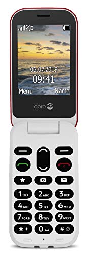 Doro 6040 Unlocked 2G Dual SIM Clamshell Big Button Mobile Phone for Seniors with 2.8" Screen, GPS Localisation and Cradle Included (Red) [UK and Irish Version]