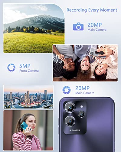 OUKITEL C32 Mobile Phones, 13GB+128GB(1TB Extension), 20MP+5MP Camera, 6.52" HD+ Display, 5150mAh Battery/10W Fast Charge, Android 12 Dual SIM 4G Smartphone, 3.5mm Jack, Face/Fingerprint Unlock, GPS