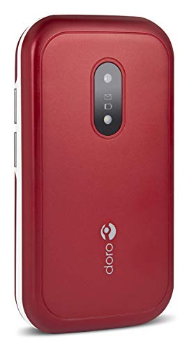 Doro 6040 Unlocked 2G Dual SIM Clamshell Big Button Mobile Phone for Seniors with 2.8" Screen, GPS Localisation and Cradle Included (Red) [UK and Irish Version]
