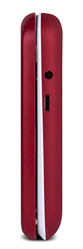 Doro 6040 Unlocked 2G Dual SIM Clamshell Big Button Mobile Phone for Seniors with 2.8" Screen, GPS Localisation and Cradle Included (Red) [UK and Irish Version]