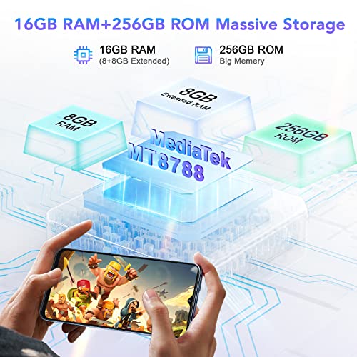 CUBOT P80 Mobile Phones, 16GB+256GB Smartphone Android 13, 48MP+24MP Camera, 6.58" FHD+ Display, 5200mAh/18W Fast Charge, Dual SIM 4G Telephone, MediaTek MT8788/Fingerprint Unlock/NFC/Headphones