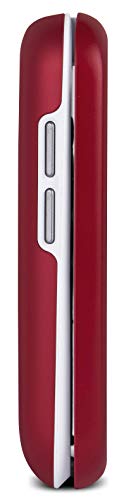 Doro 6040 Unlocked 2G Dual SIM Clamshell Big Button Mobile Phone for Seniors with 2.8" Screen, GPS Localisation and Cradle Included (Red) [UK and Irish Version]