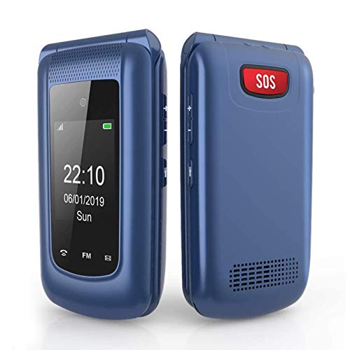 uleway Big Button Mobile Phone for Elderly, Pay As You Go Flip Phone, Unlocked Basic Phone with SOS Emergency Button, Speed Dail, Torch, FM Radio, Easy to Use for Senior (2G-Blue)
