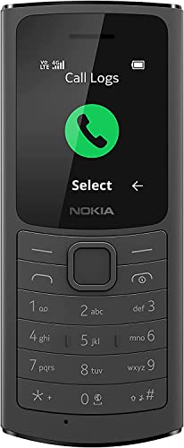 Nokia 110, 1.8 Inch S30+ Feature Phone with 4G VoLTE Connectivity, Up to 32GB External Memory, 1020mAh Removable Battery, Camera, FM Radio (Wired and Wireless Dual Mode) - Black