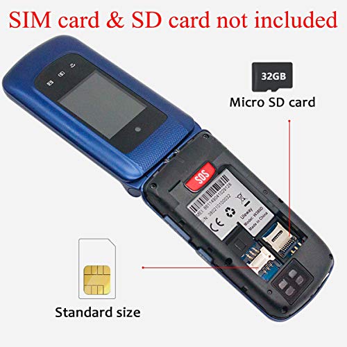 uleway Big Button Mobile Phone for Elderly, Pay As You Go Flip Phone, Unlocked Basic Phone with SOS Emergency Button, Speed Dail, Torch, FM Radio, Easy to Use for Senior (2G-Blue)