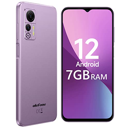 Mobile Phones Android 12, Ulefone Note 14 4G Phone Smartphone SIM Free Unlocked, 6.52” HD+ 4500mAh Triple Card Slots 16GB ROM 128GB Extension 3GB RAM 8MP Camera Dual SIM Face ID OTG, UK Version-Purple