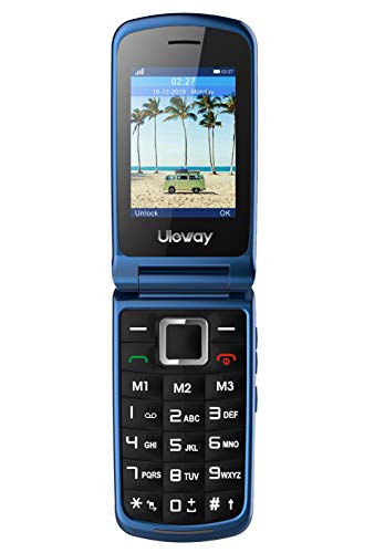 uleway Big Button Mobile Phone for Elderly, Pay As You Go Flip Phone, Unlocked Basic Phone with SOS Emergency Button, Speed Dail, Torch, FM Radio, Easy to Use for Senior (2G-Blue)