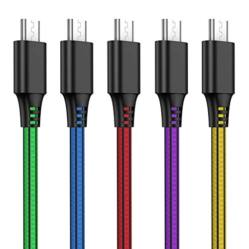 Micro USB Cable 2M, 5 Pack Micro USB Fast Charging Data Sync Mobile Phone Charger Cord for Android, Samsung Galaxy S6 and S7 Nexus HTC LG Kindle Power Bank and More